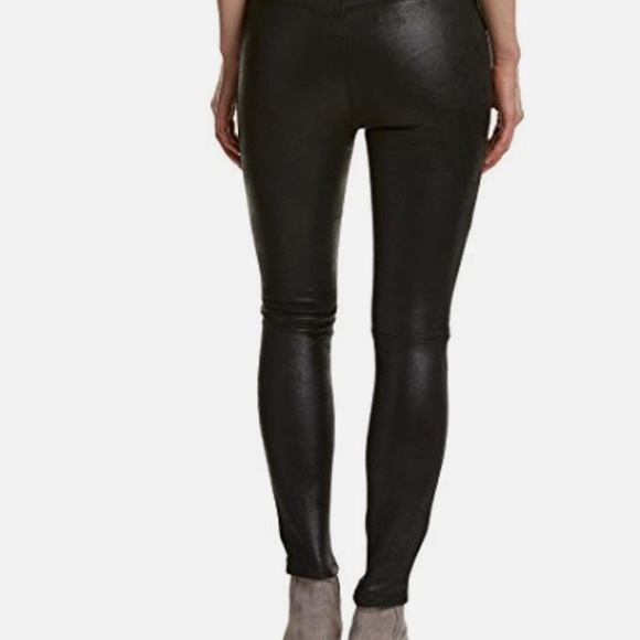 NWT Free People Women's Mid-Rise Faux Leather Pull On Pants Solid Black Size 2 - Picture 2 of 5